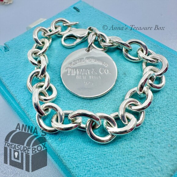 Tiffany & Co. 925 Silver RTT Round Tag 7.5" Bracelet (pouch) - Picture 7 of 8